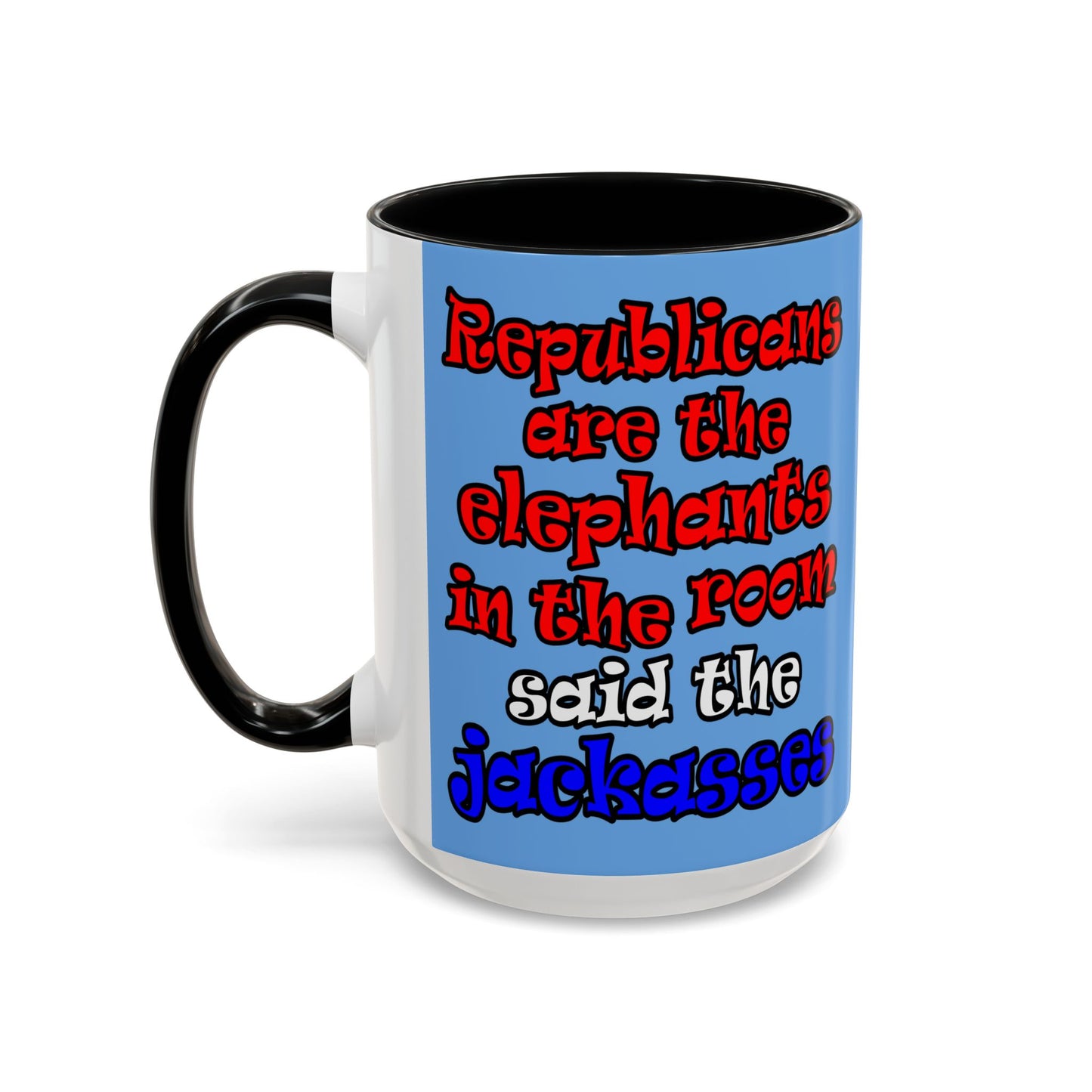 donkeys and elephants - Accent Mug (light blue)