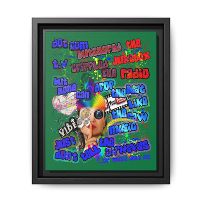 drop the beat - framed canvas art (dark green)