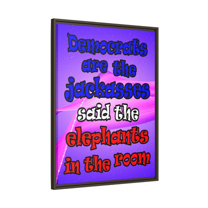 donkeys and elephants - framed canvas art (purple-pink wave)