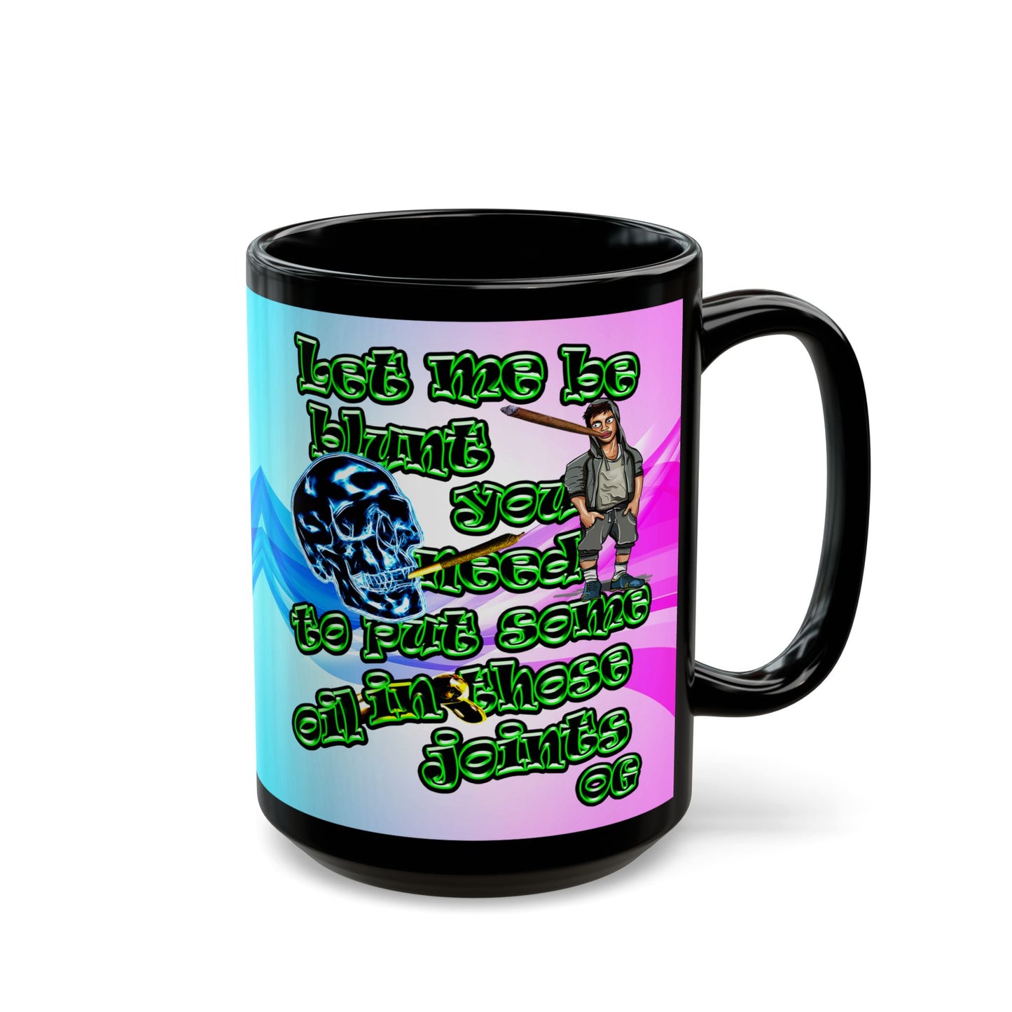 og - Black Mug (light blue-pink wave)