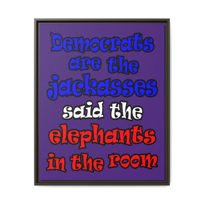 donkeys and elephants - framed canvas art (purple)