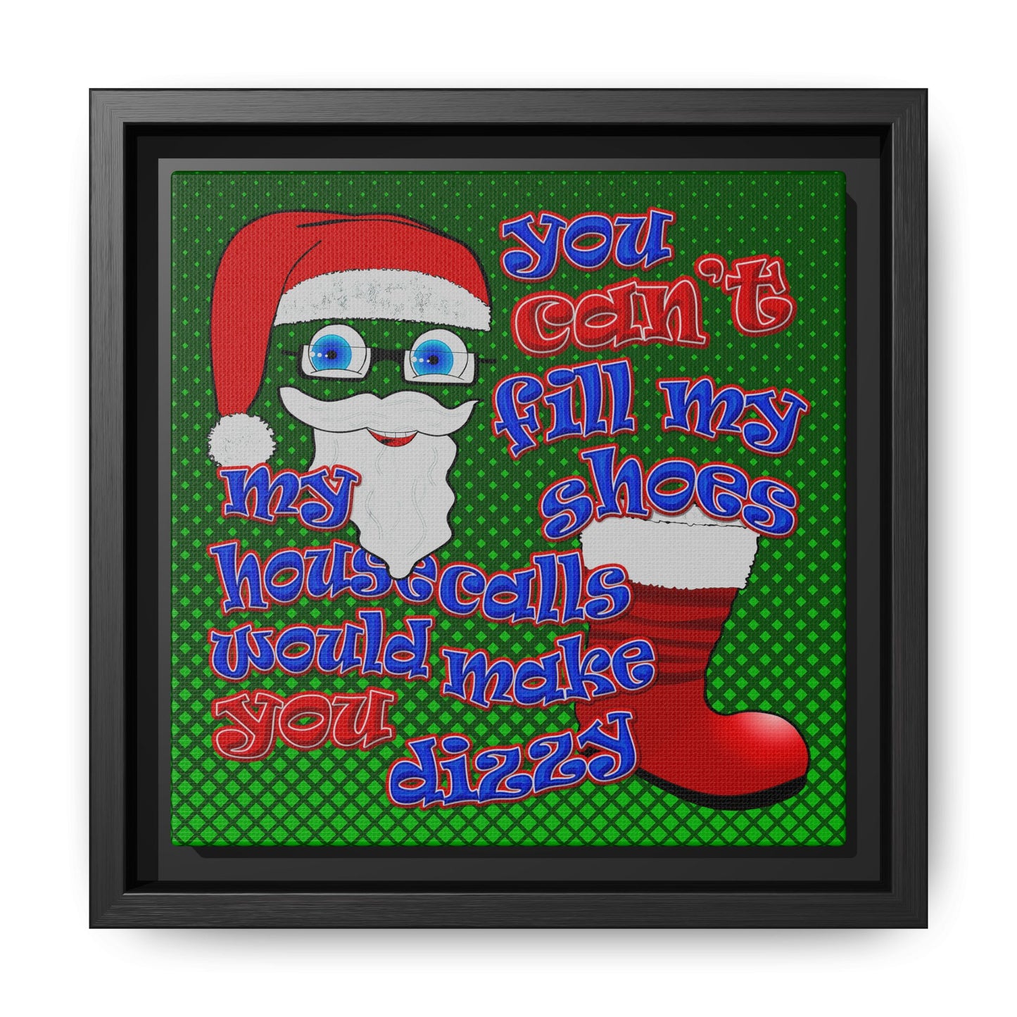 santa's shoes - framed canvas art (logo green)