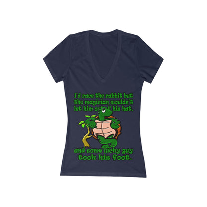 turtle race - Women's Jersey Short Sleeve Deep V-Neck Tee
