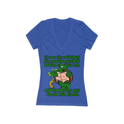 turtle race - Women's Jersey Short Sleeve Deep V-Neck Tee