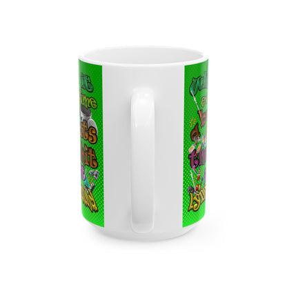 the bum's shit - White Mug (logo green)