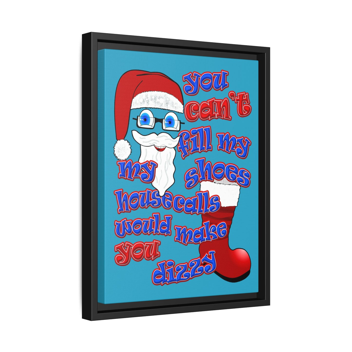 santa's shoes - framed canvas art (turquoise)