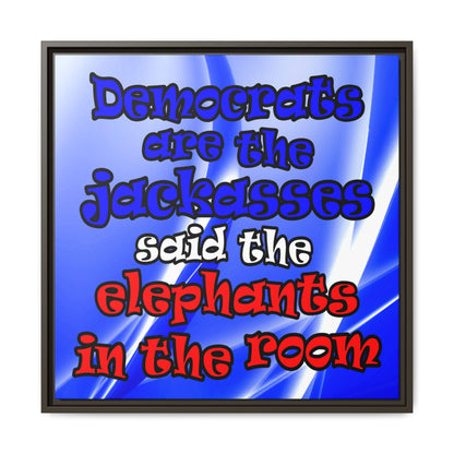 donkeys and elephants - framed canvas art (blue-white wave)
