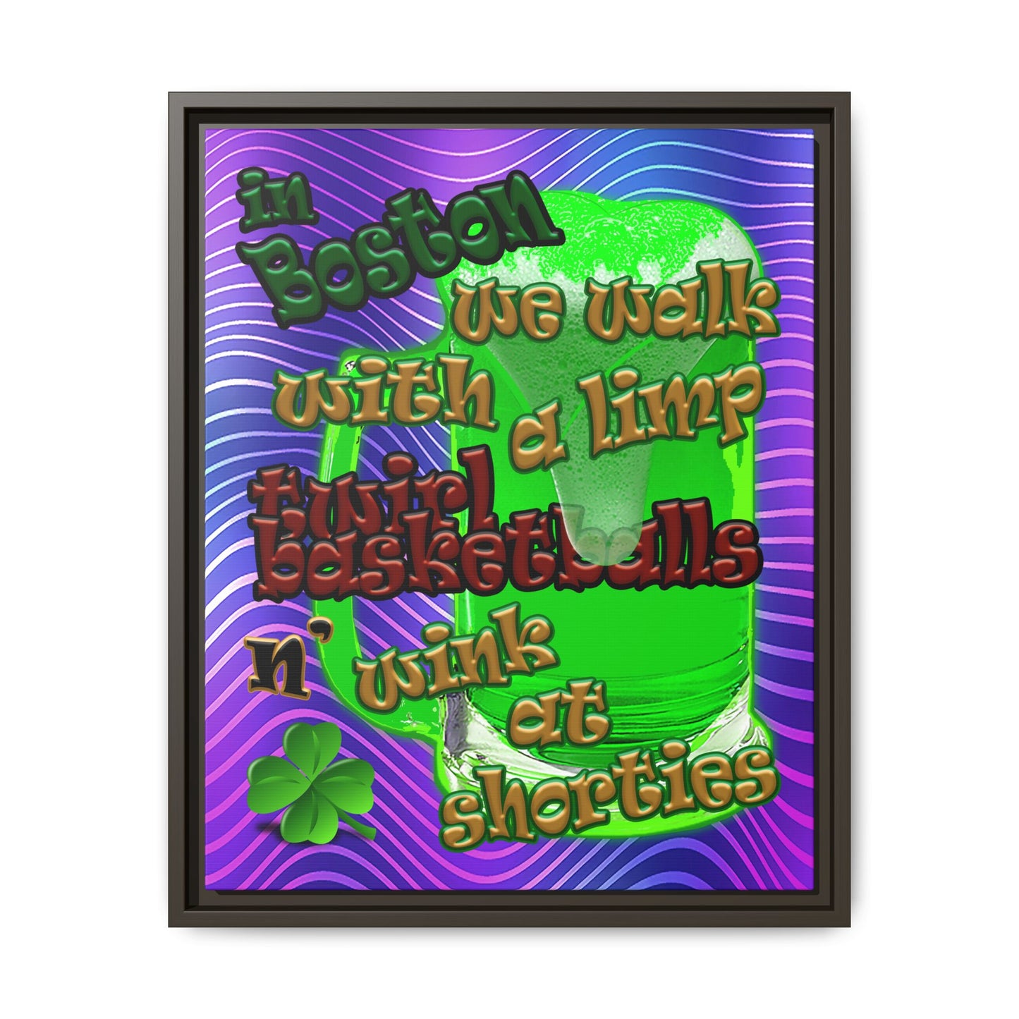 celtics logo - framed canvas art (purple wave)