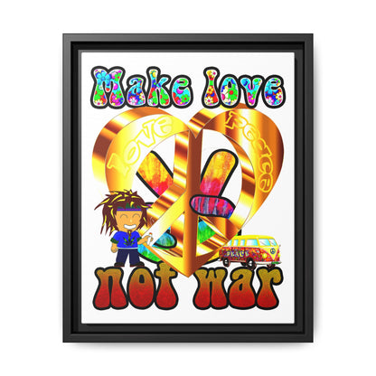 love peace - framed canvas art (white)