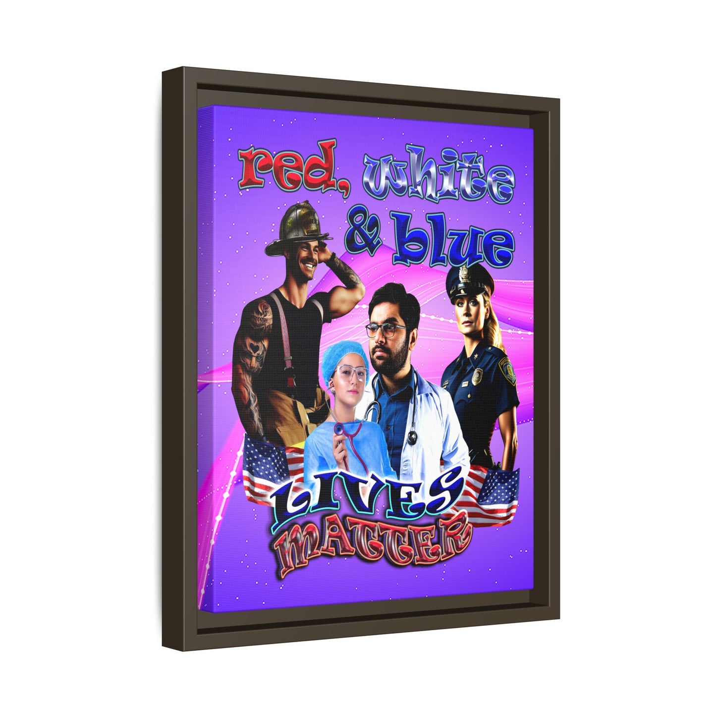 rw&b lives matter - framed canvas art (purple-pink wave)
