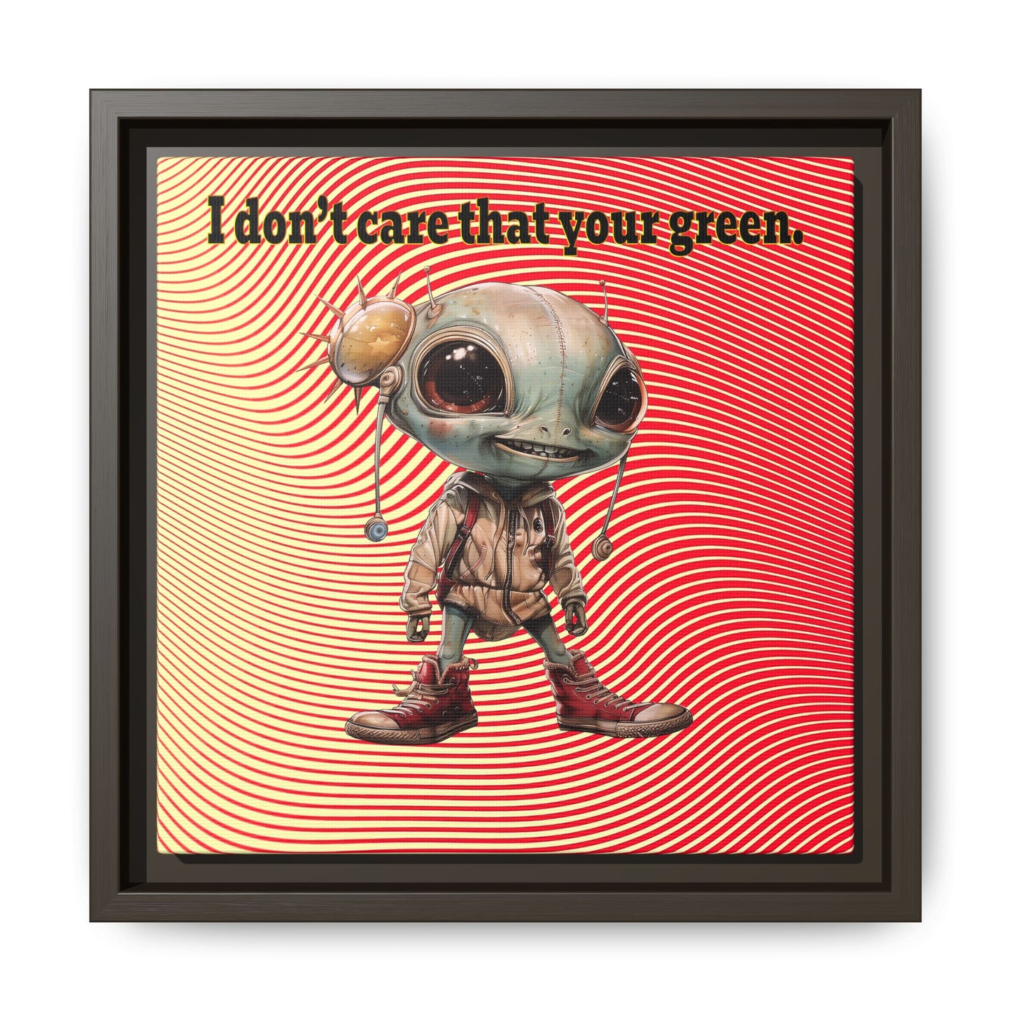 I don't care that your green - framed canvas art (yellow-orange wave)