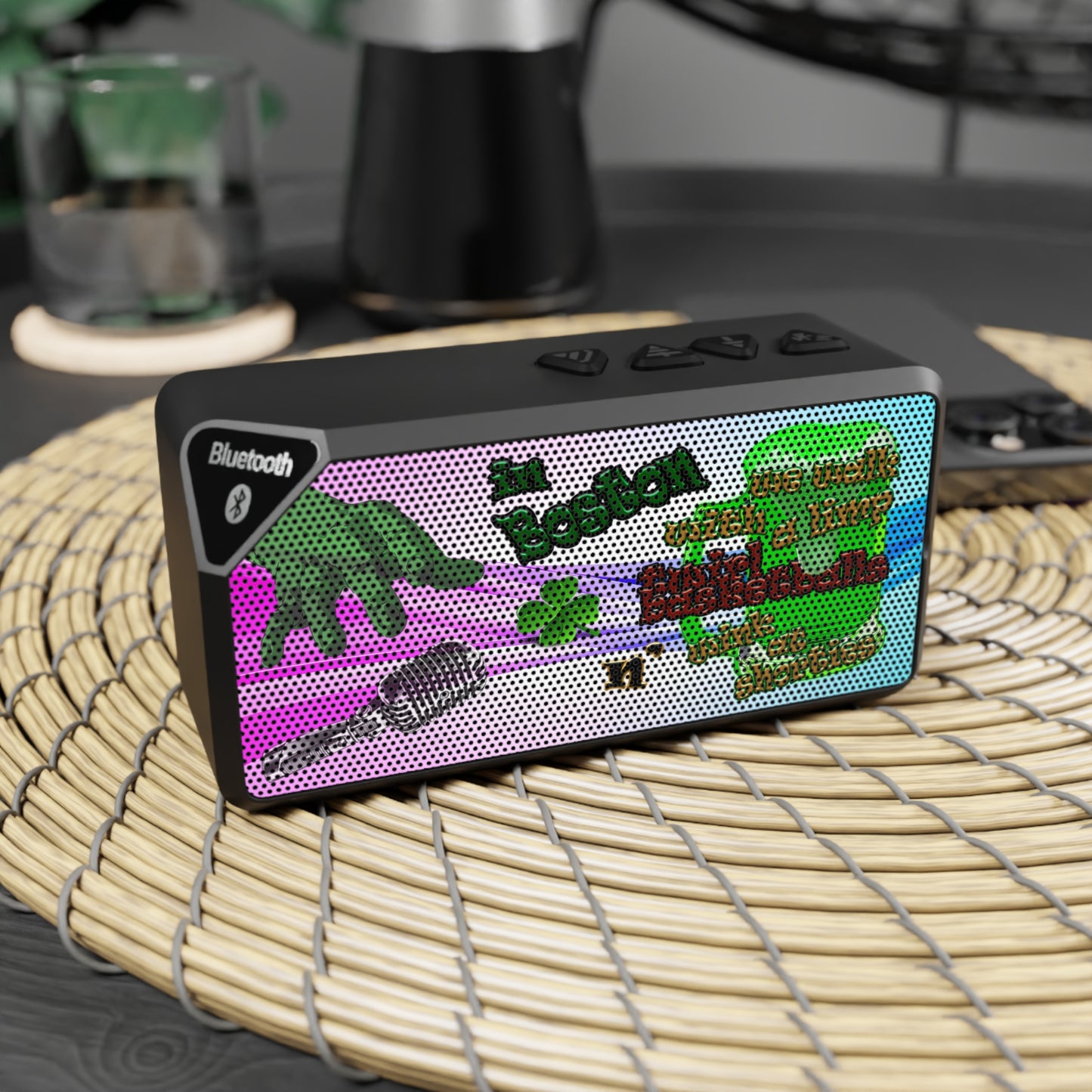 celtics logo - Jabba Bluetooth Speaker (light blue-pink wave)