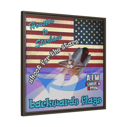 shoot for the stars - framed canvas art (light blue-pink wave)