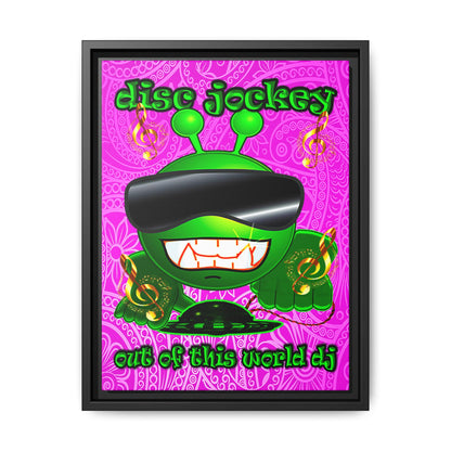 disc jockey - framed canvas art (pink swirl)