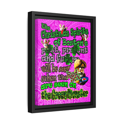 christmas spirits of boston - framed canvas art (pink swirl)