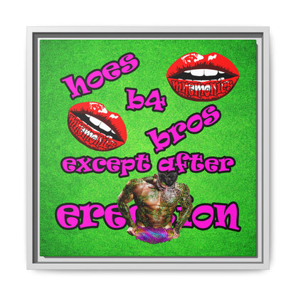 hoes b4 bros - framed canvas art (green turf)