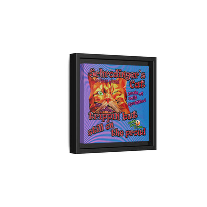 schrodinger's cat - framed canvas art (light blue-purple wave)