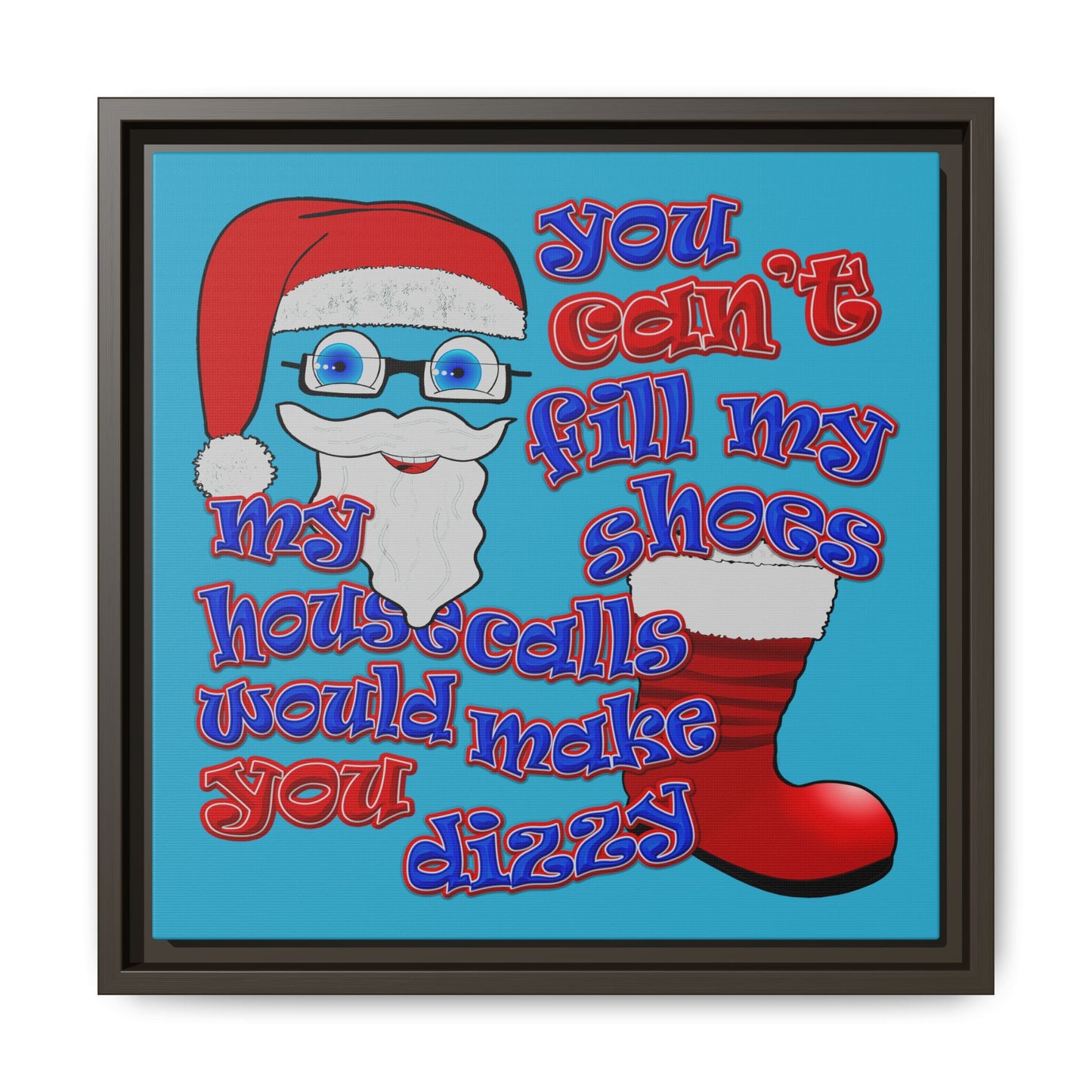 santa's shoes - framed canvas art (turquoise)