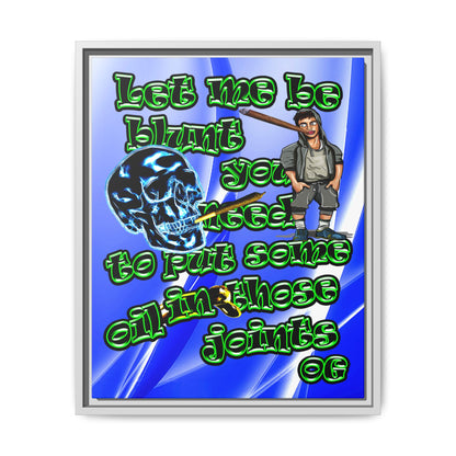 og - framed canvas art (blue-white wave)