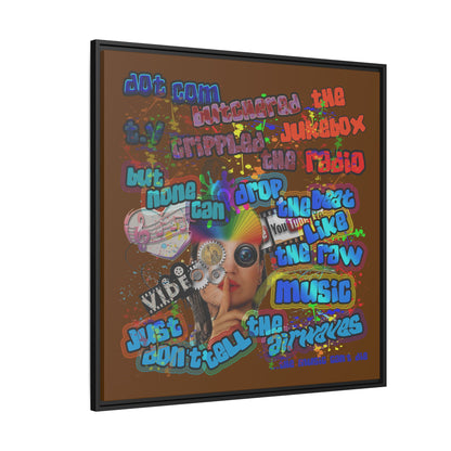 drop the beat - framed canvas art (brown)