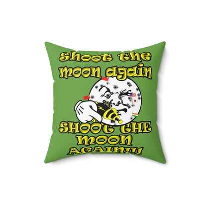 shoot the moon again - Spun Polyester Square Pillow - (green)