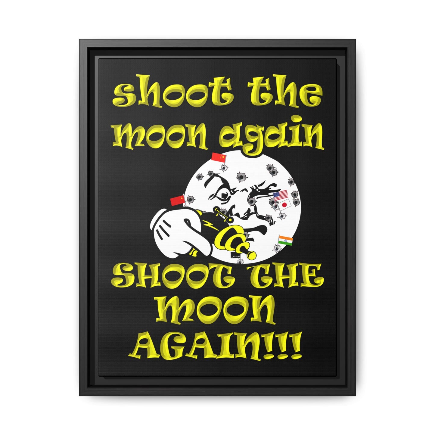 shoot the moon again - framed canvas art (black)