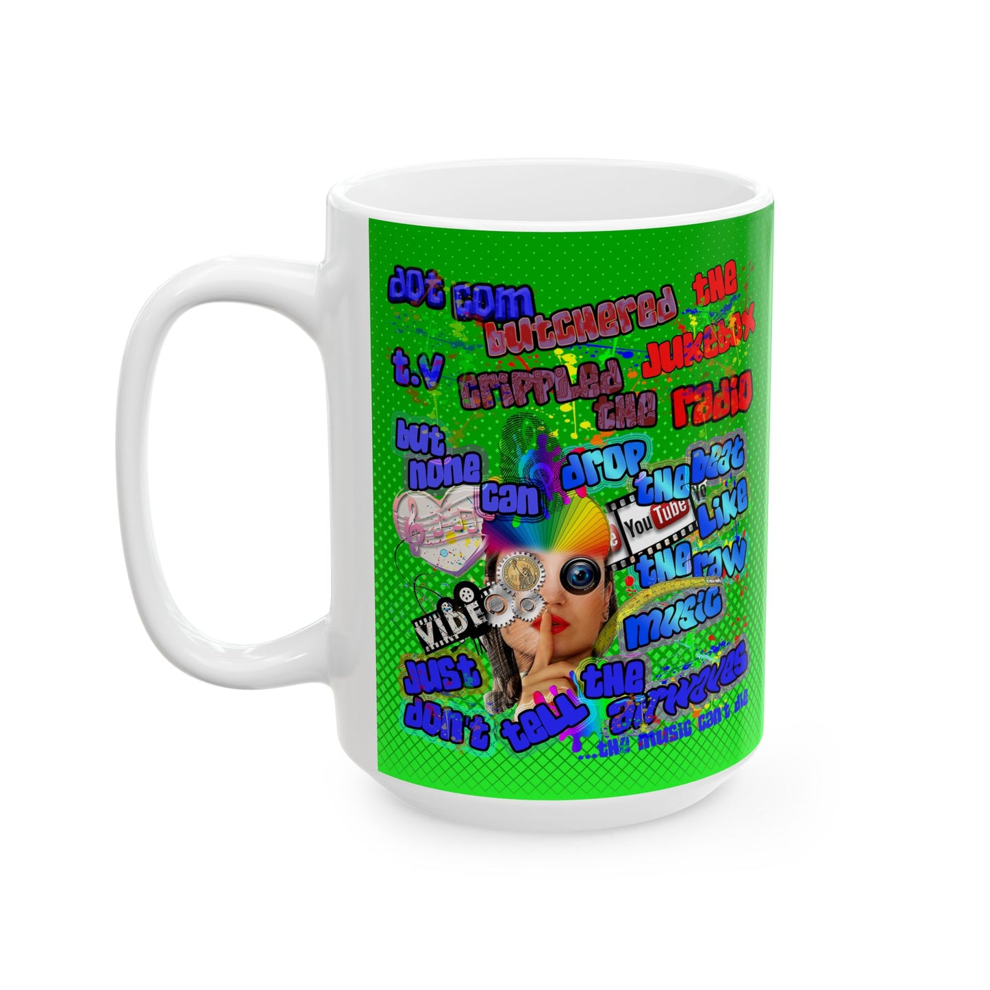 drop the beat - White Mug (logo green)