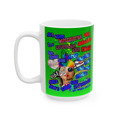 drop the beat - White Mug (logo green)