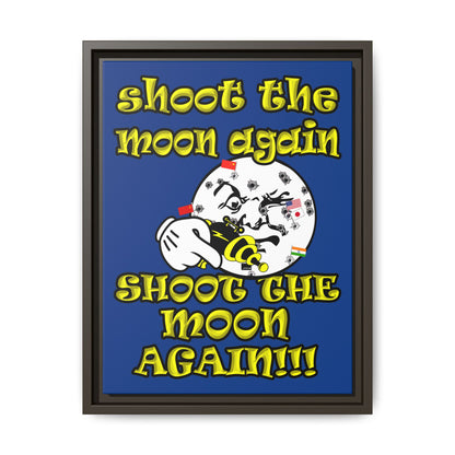 shoot the moon again - framed canvas art (dark blue)