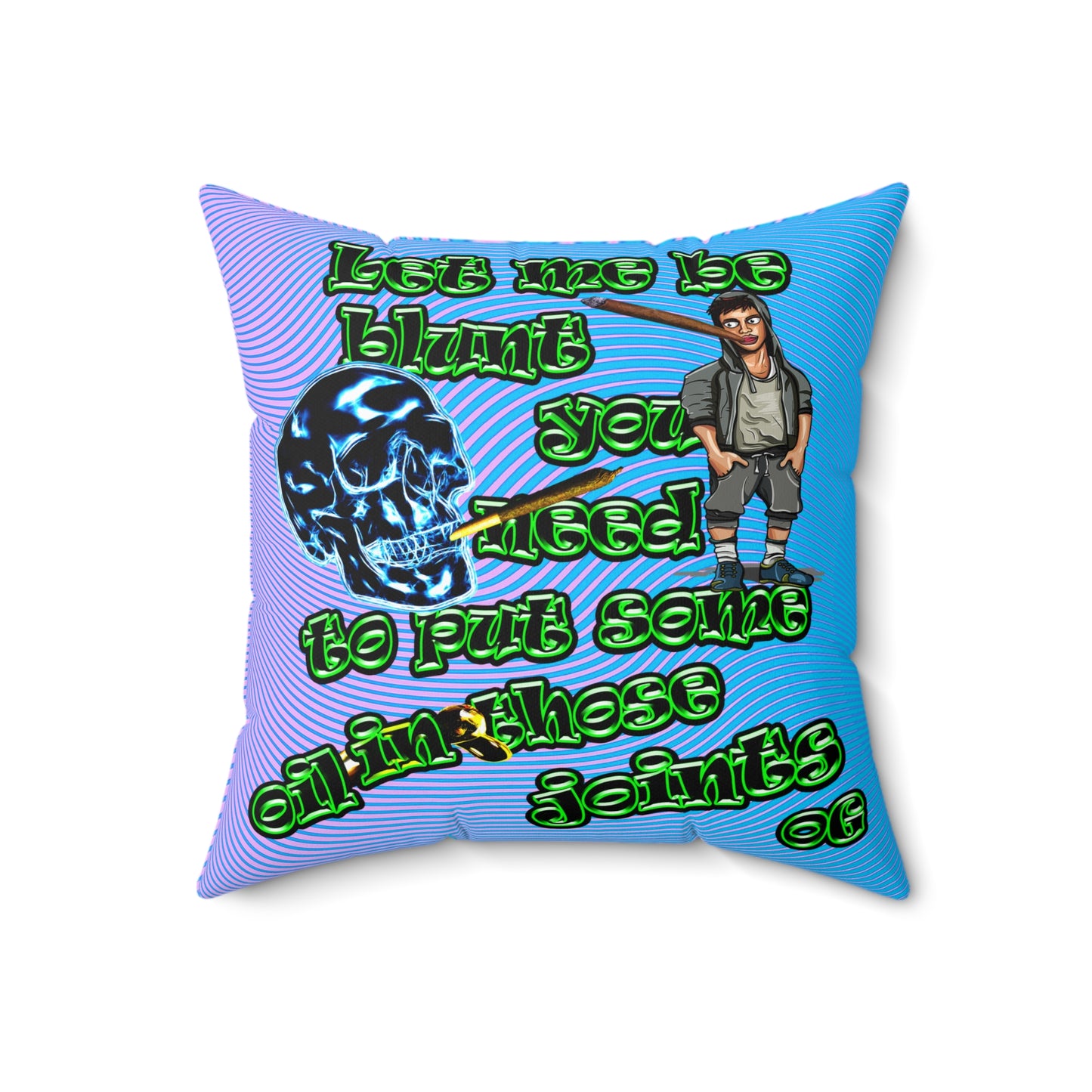 og - Spun Polyester Square Pillow - (light blue-purple wave)