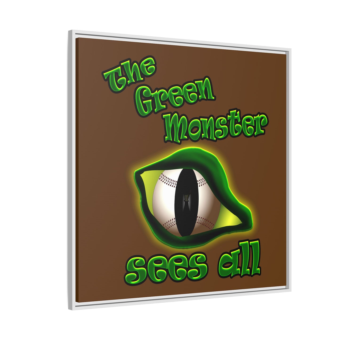 green monster - framed canvas art (brown)
