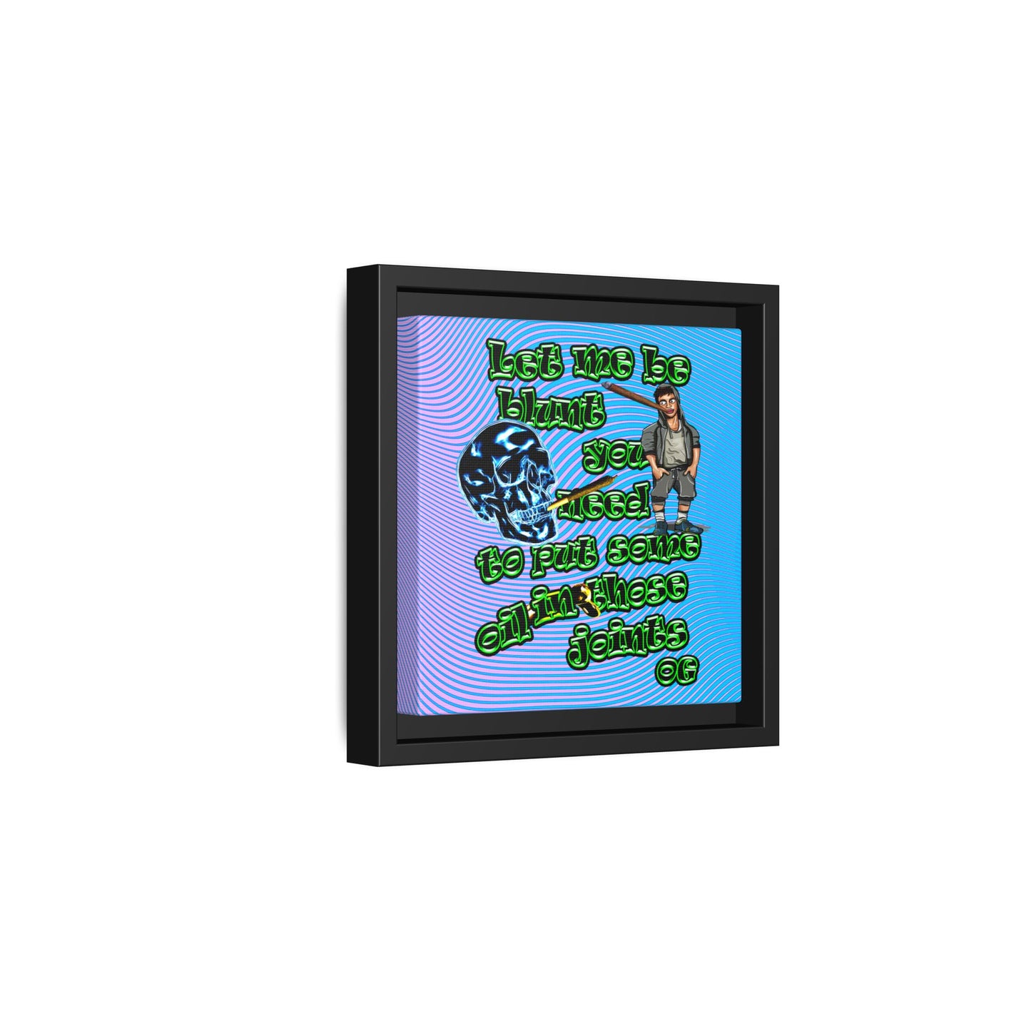 og - framed canvas art (light blue-purple wave)