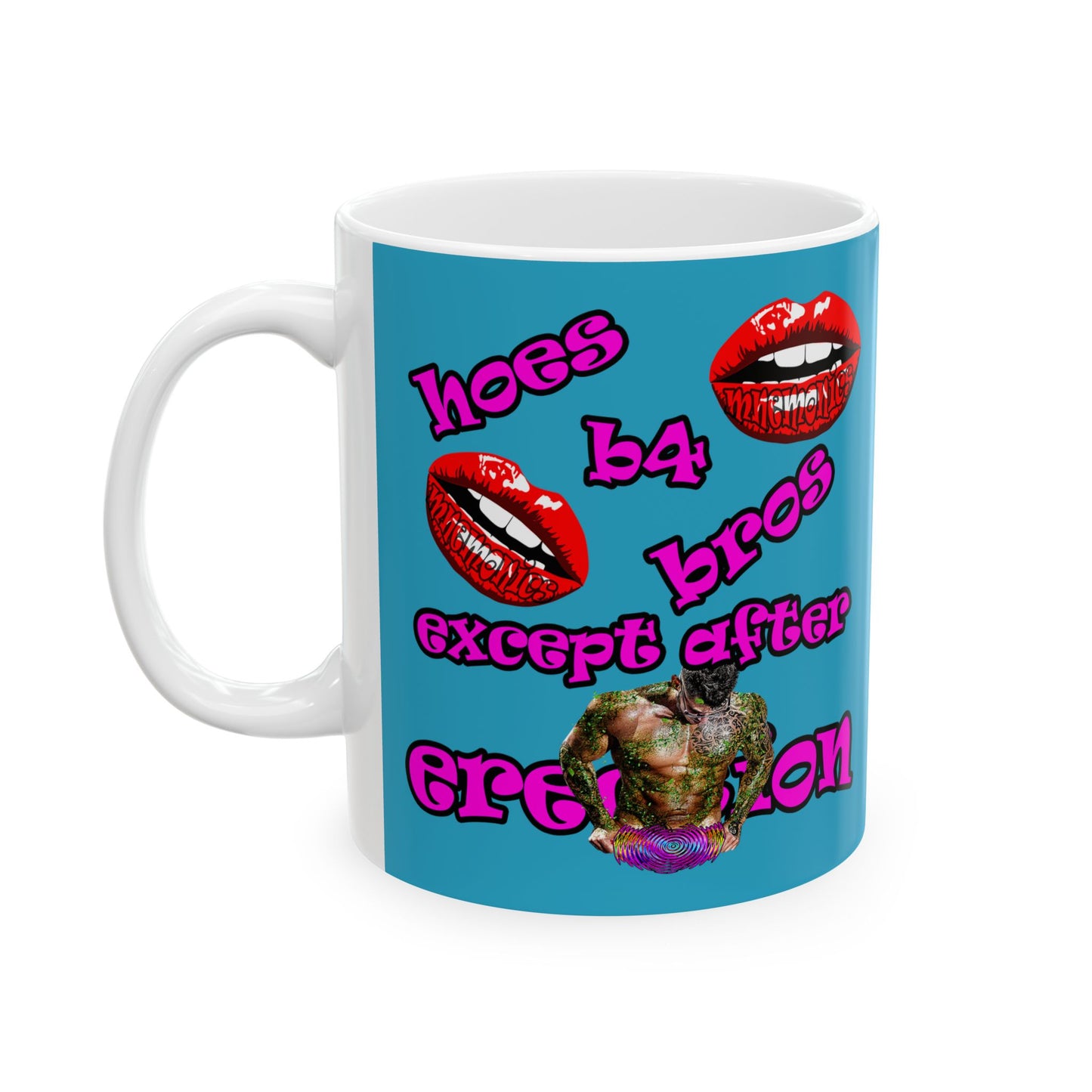 hoes b4 bros - White Mug (turquoise)