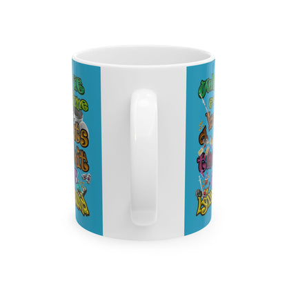 the bum's shit - White Mug (turquoise)