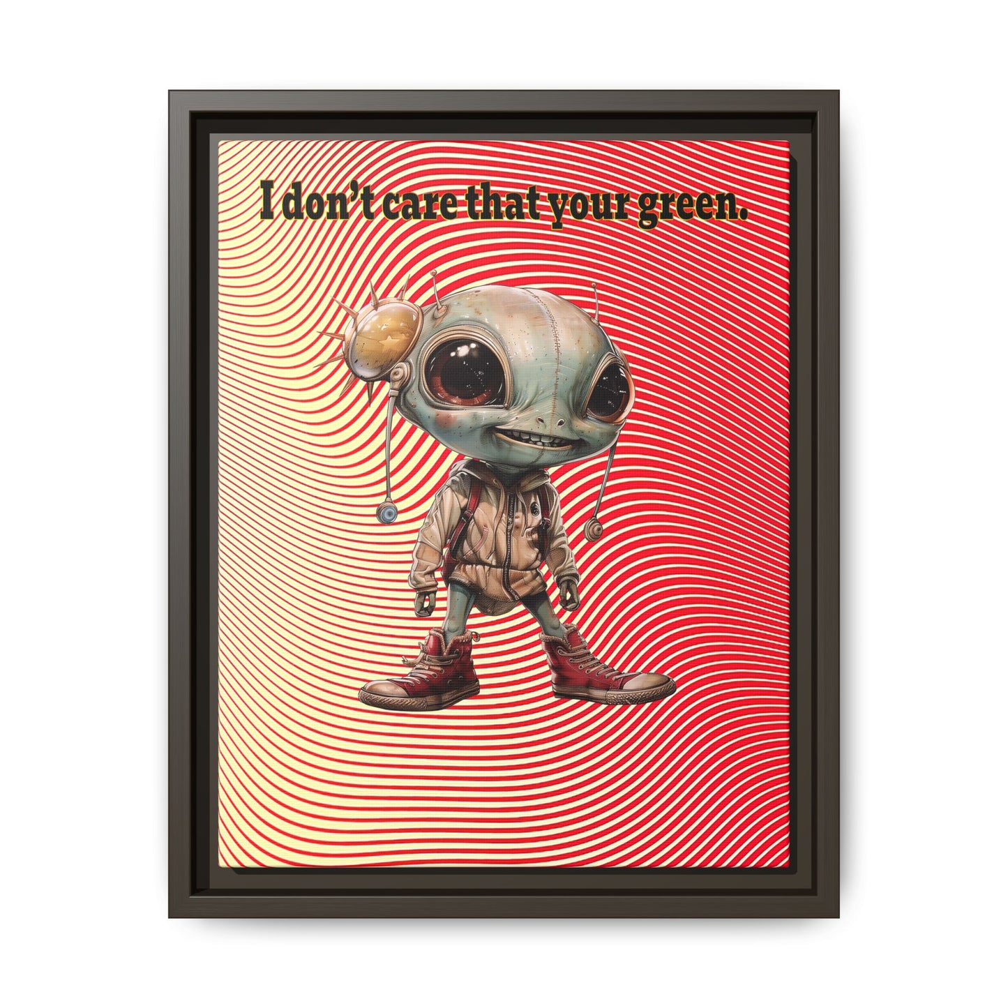 I don't care that your green - framed canvas art (yellow-orange wave)