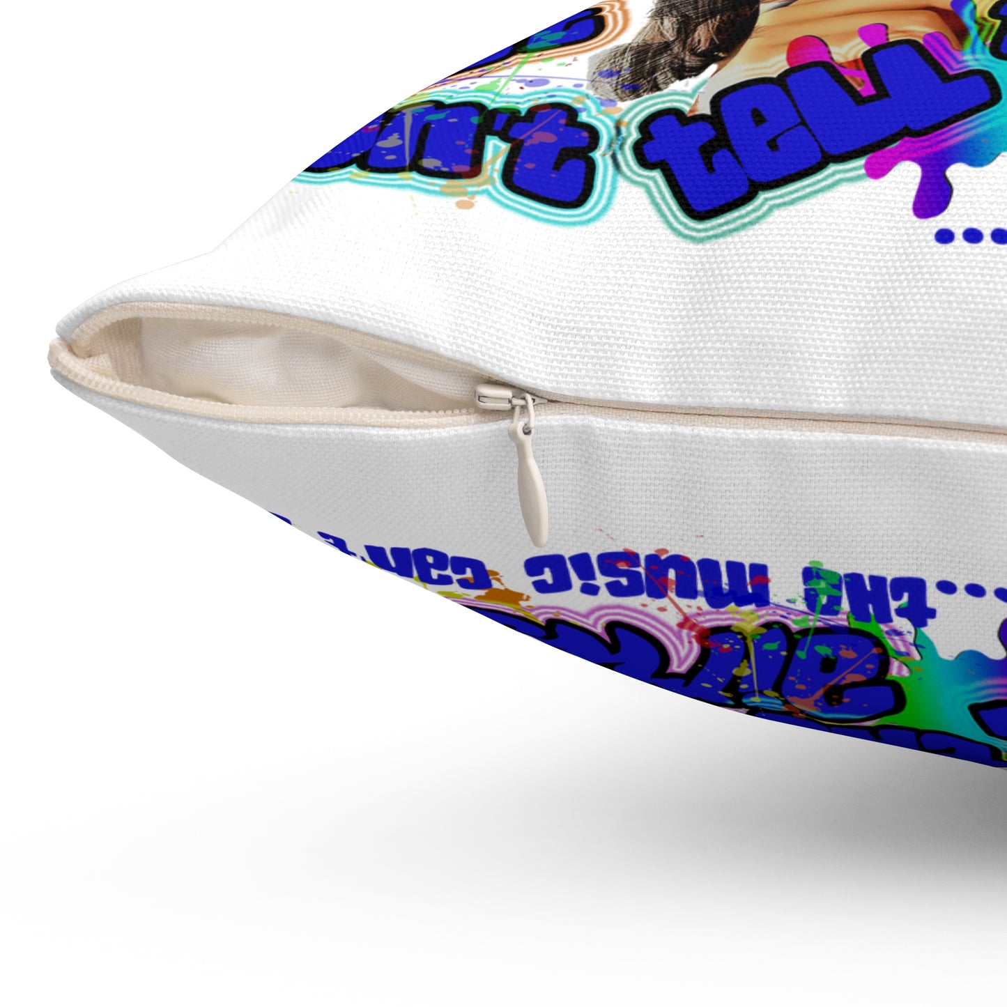 drop the beat - Spun Polyester Square Pillow - (white)