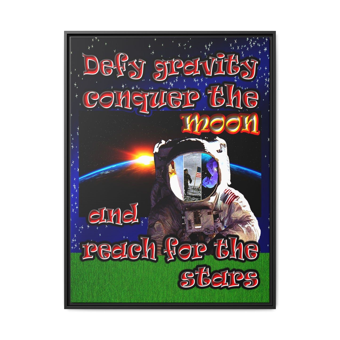 defy conquer reach - framed canvas art ('snoops' background)