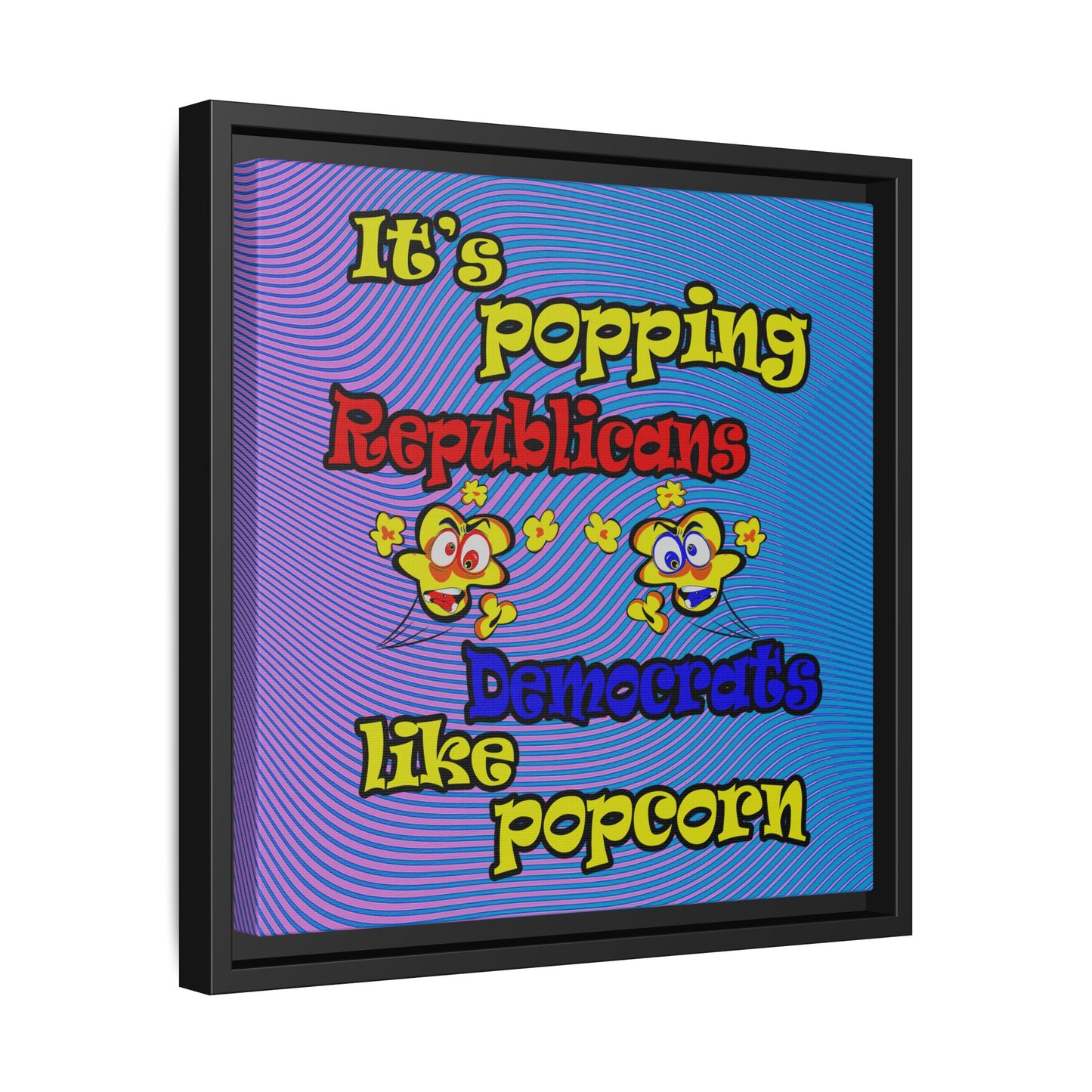 popping like popcorn - framed canvas art (light blue-purple wave)