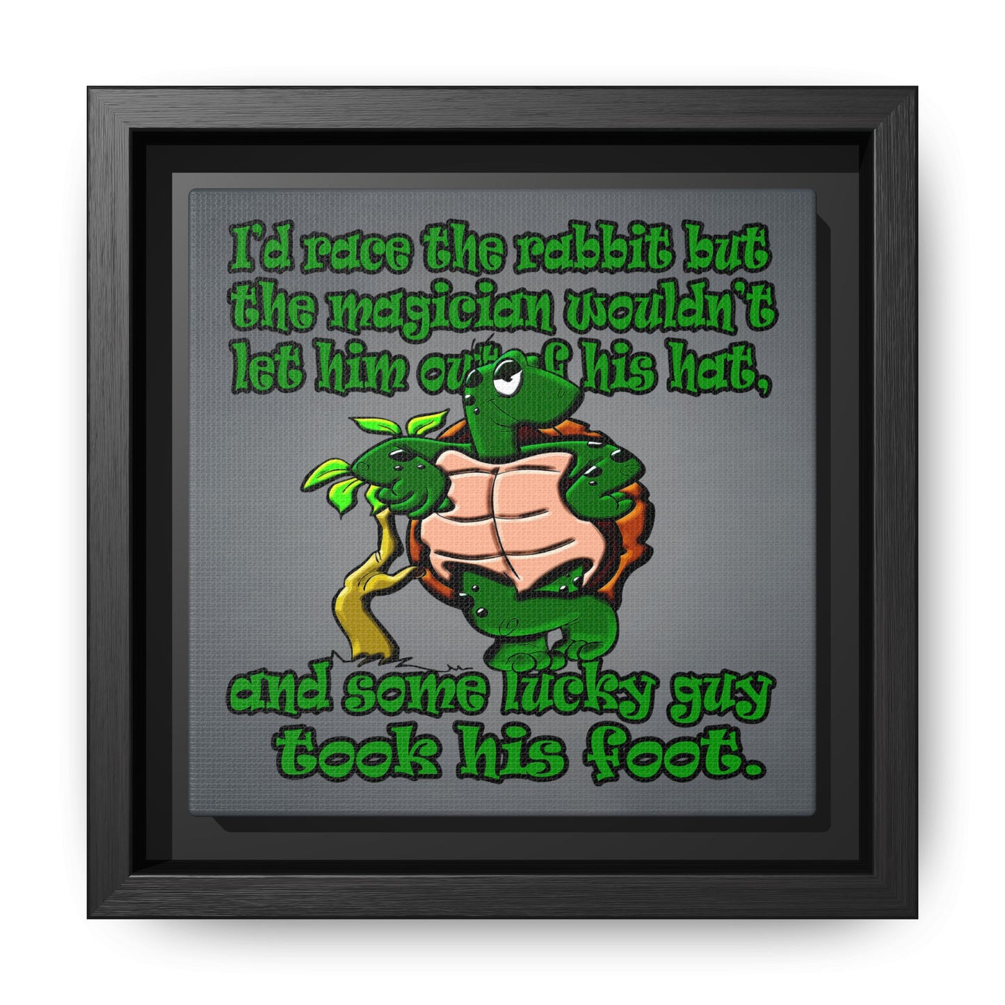 turtle race - framed canvas art (grey-light grey)