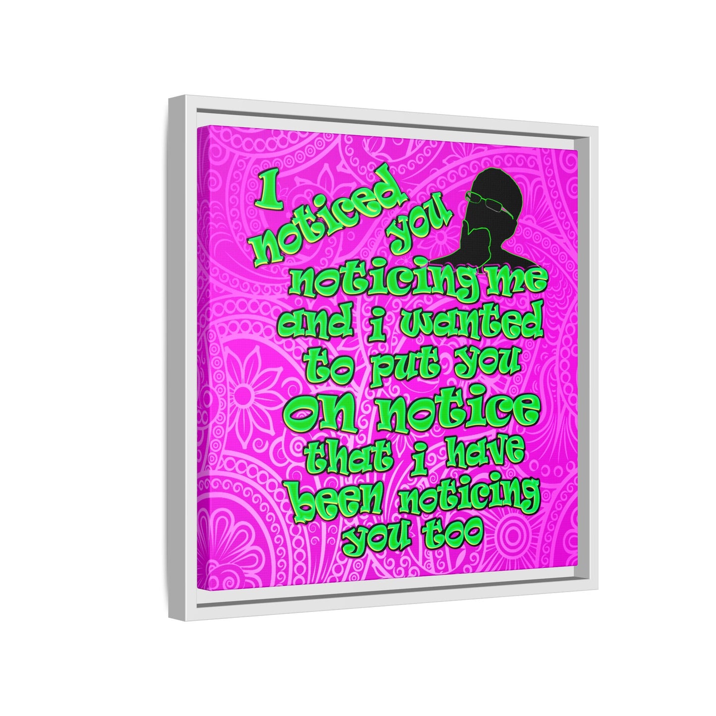 noticed you noticing - framed canvas art (pink swirl)