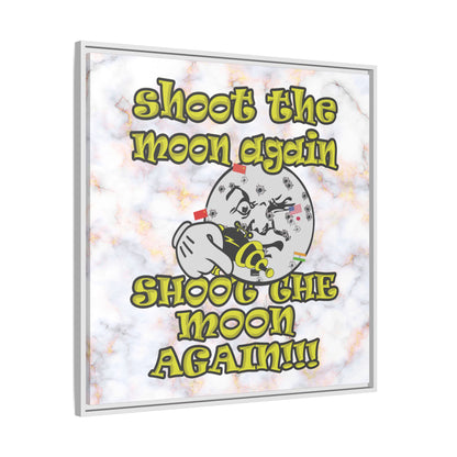shoot the moon again - framed canvas art (white marble)