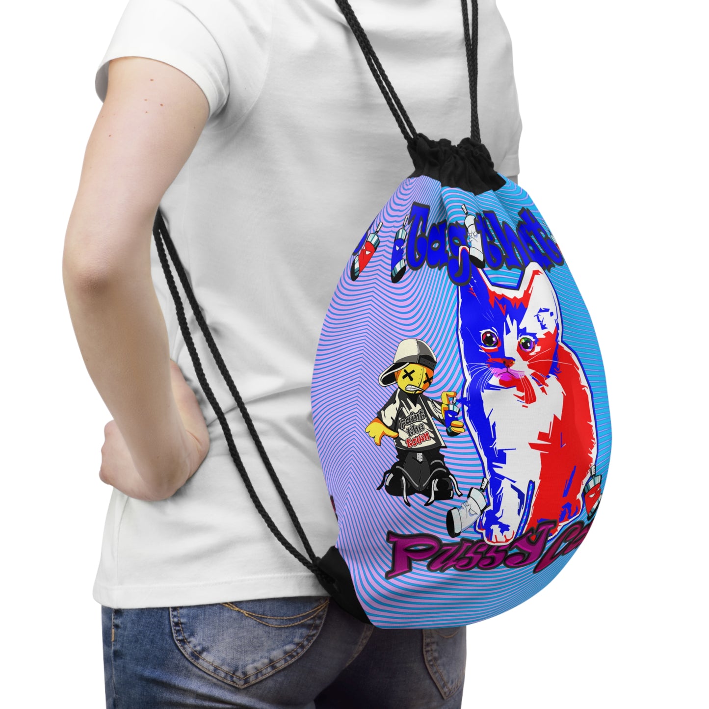tag that - Drawstring Bag (light blue-purple wave)