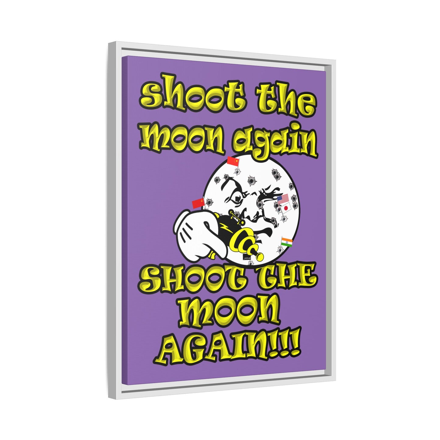 shoot the moon again - framed canvas art (light purple)