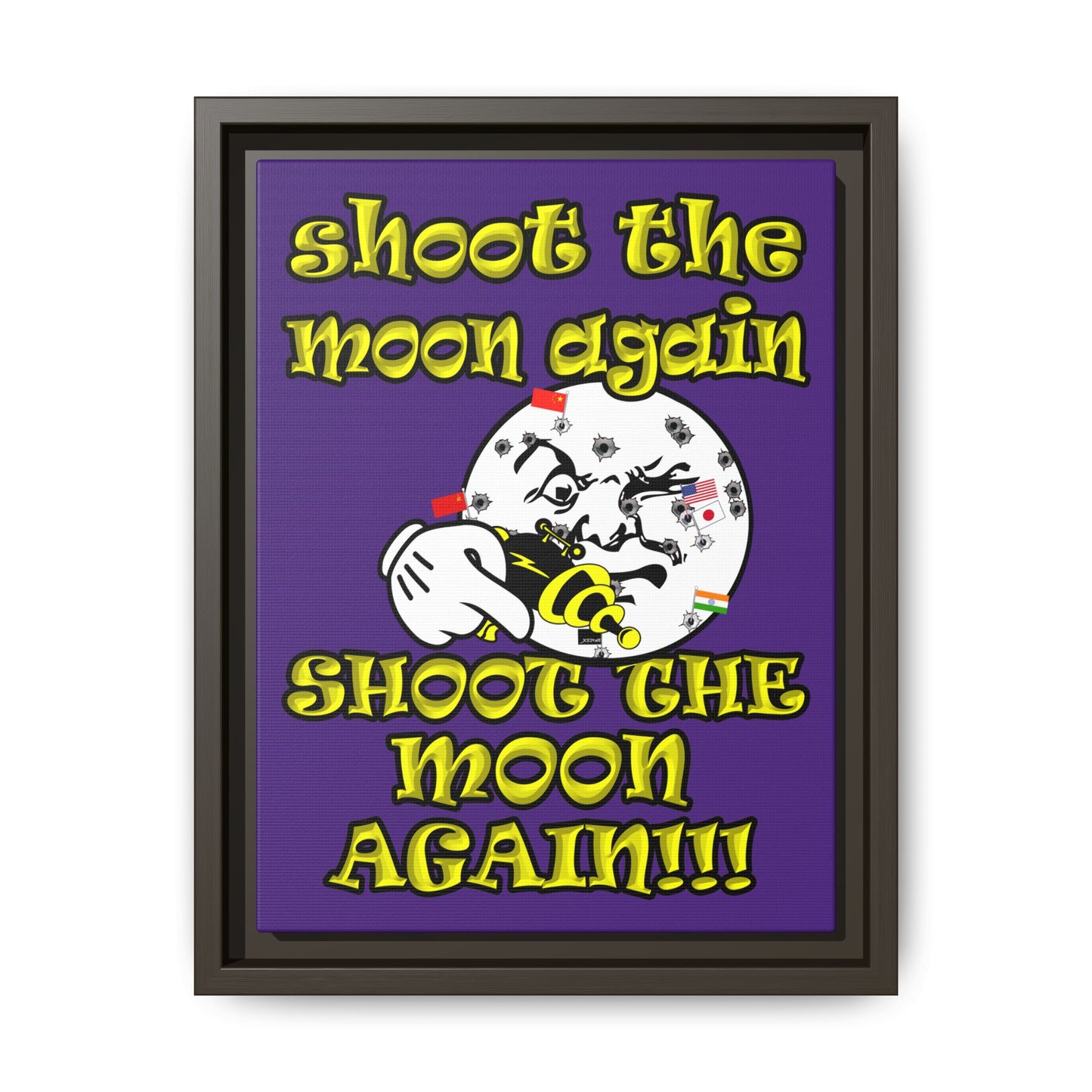 shoot the moon again - framed canvas art (purple)
