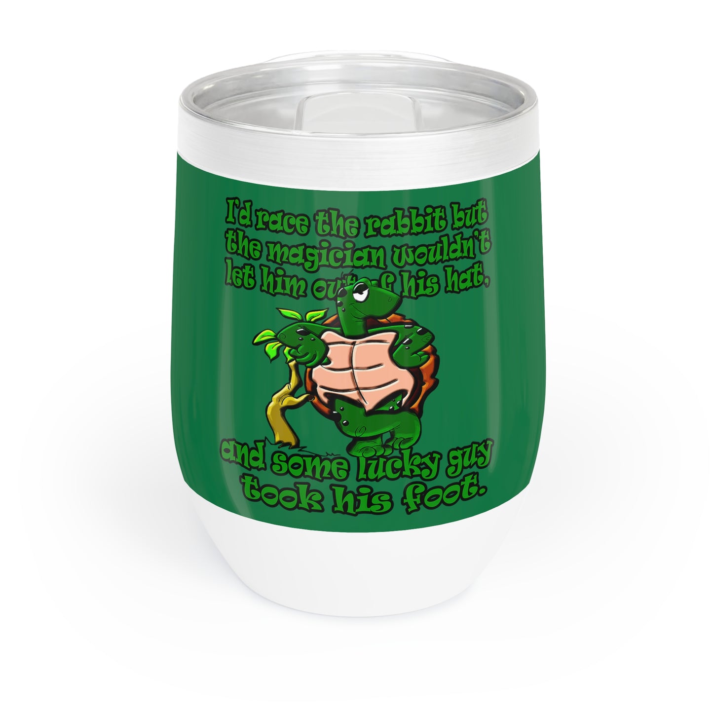 turtle race - Chill Wine Tumbler (dark green)