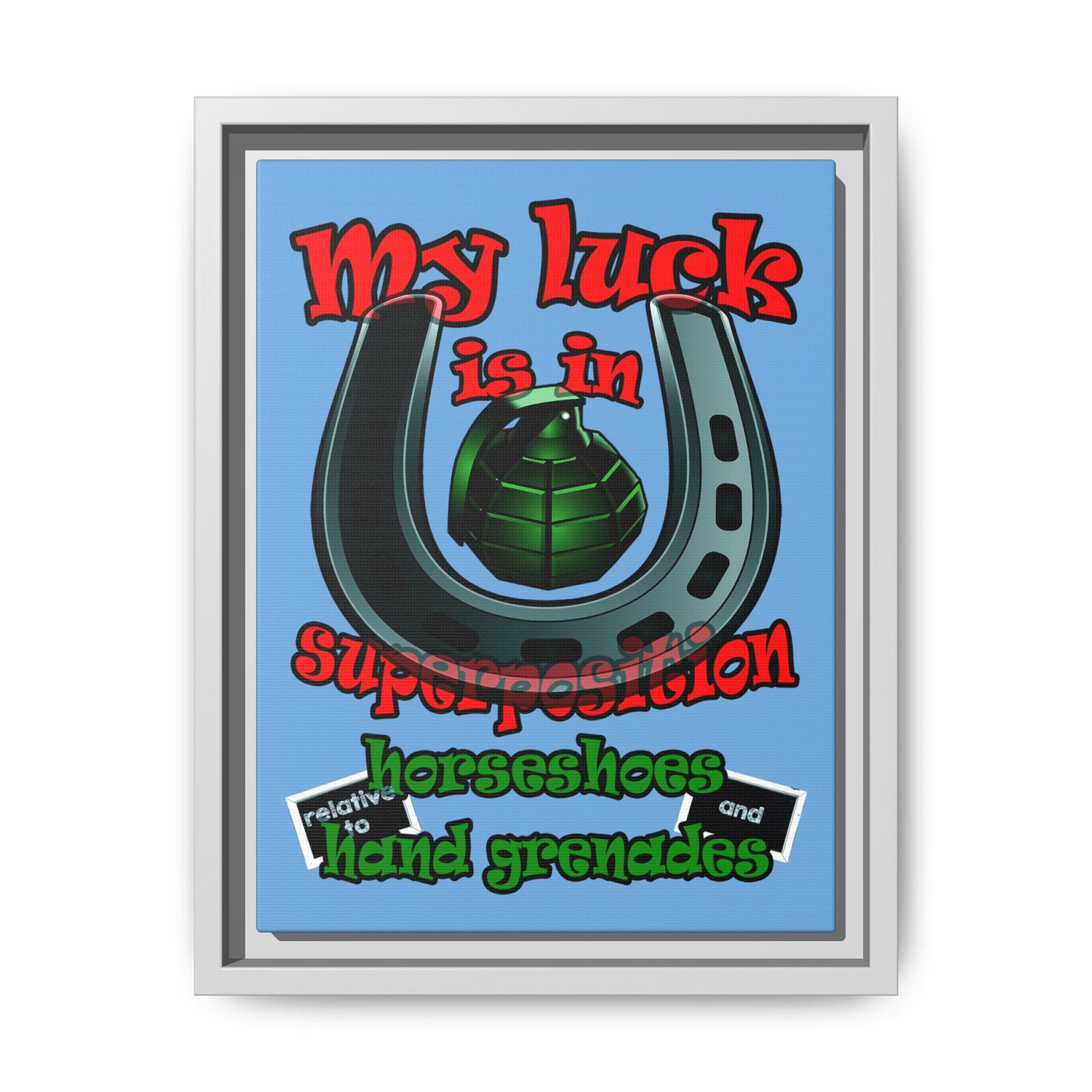 my luck - framed canvas art (light blue)