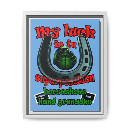 my luck - framed canvas art (light blue)