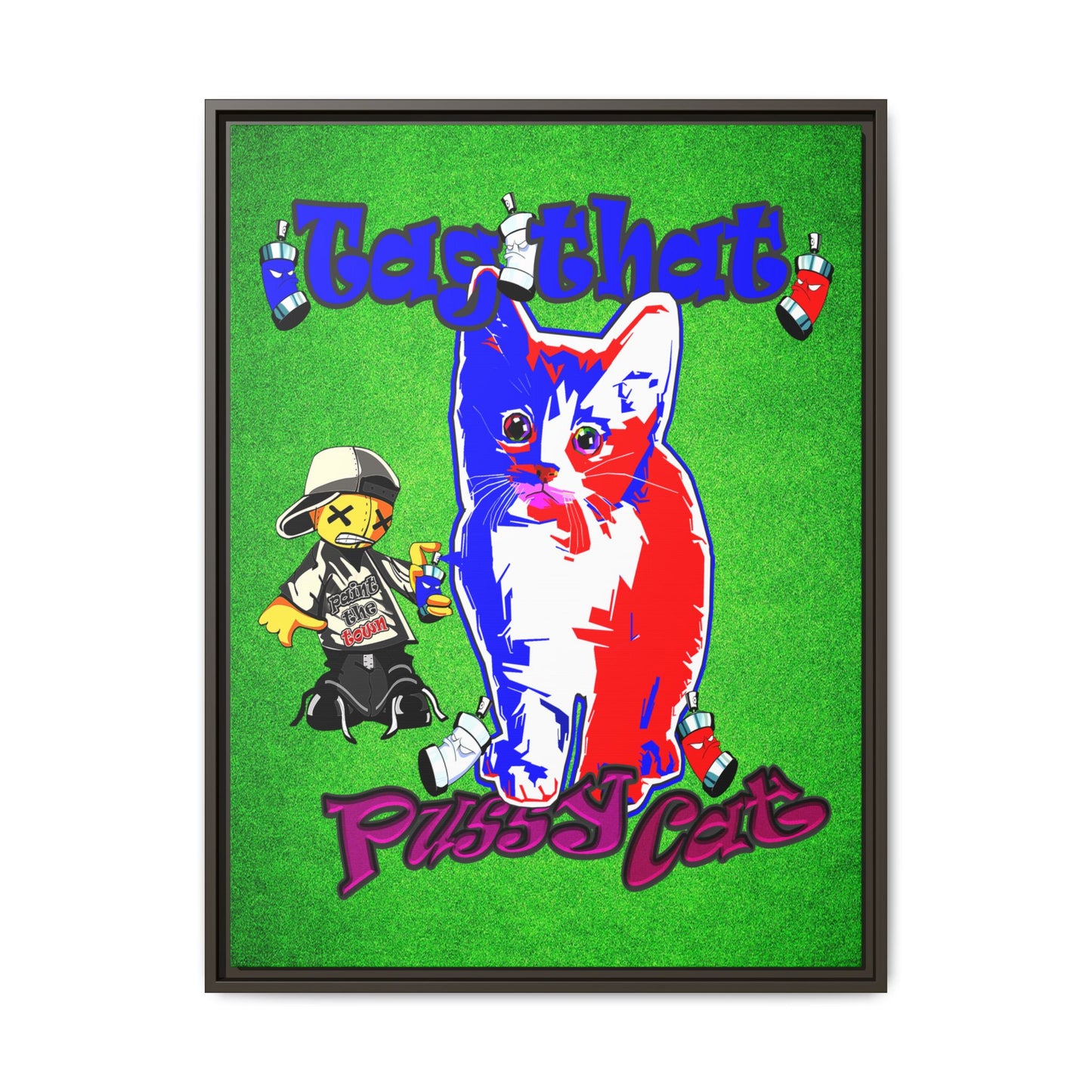 tag that - framed canvas art (green turf)