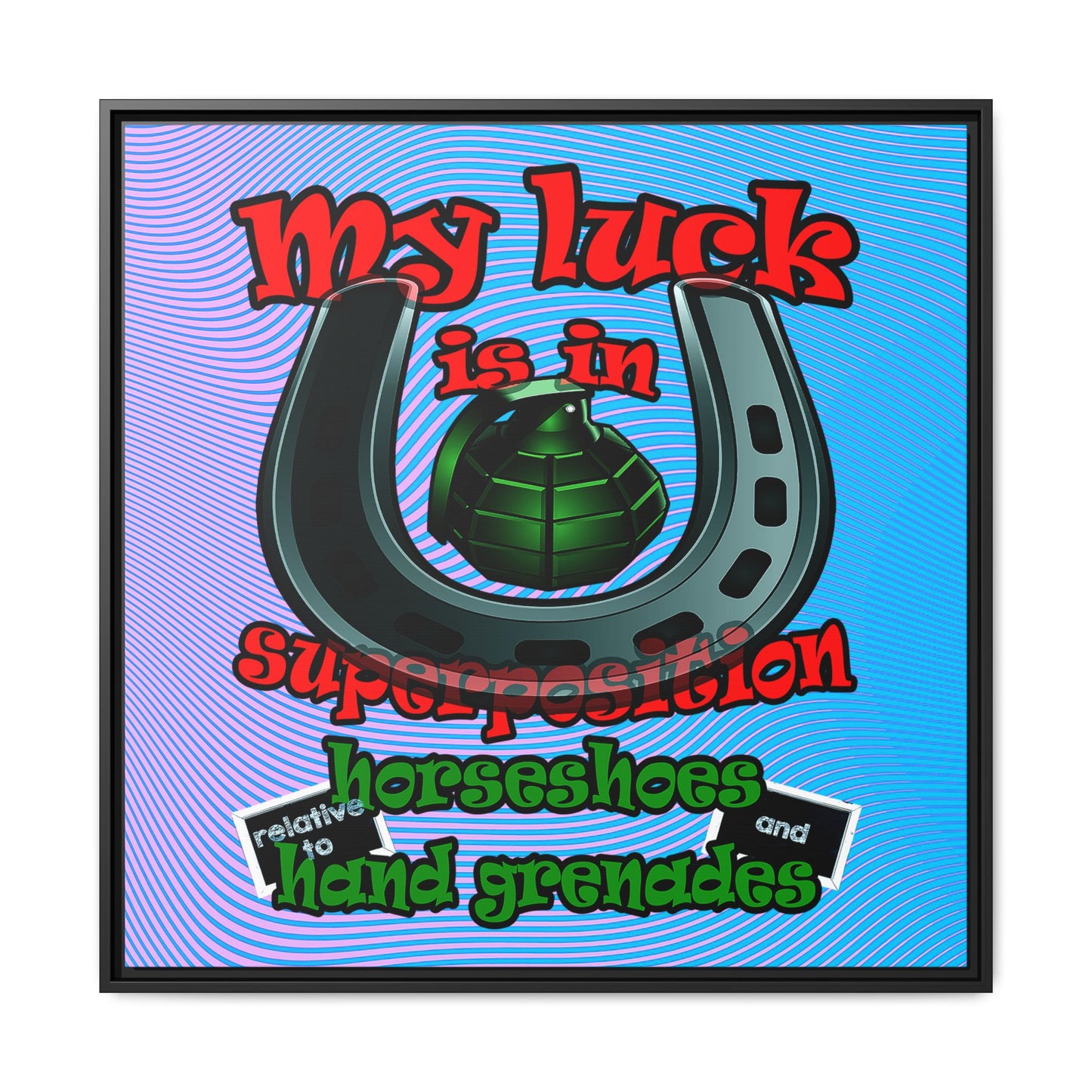 my luck - framed canvas art (light blue-purple wave)