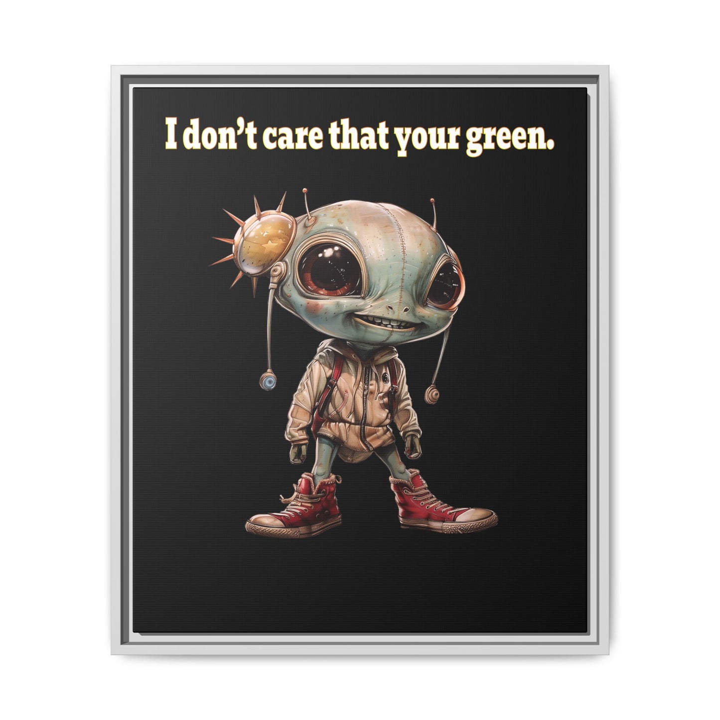 I don't care that your green - framed canvas art (black)